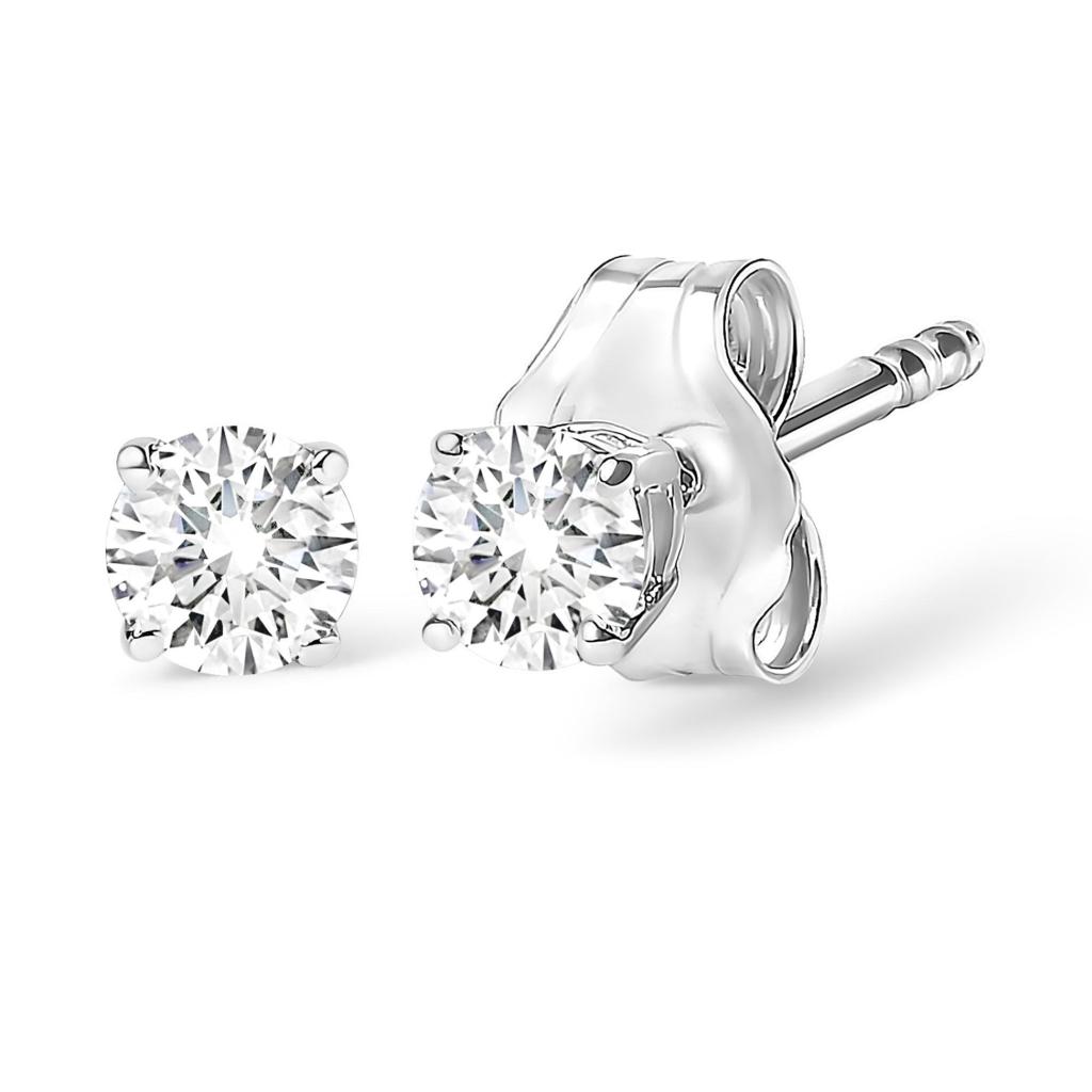 14K Gold 1/2 Cttw Round Lab Grown Diamond Solitaire Stud Earrings