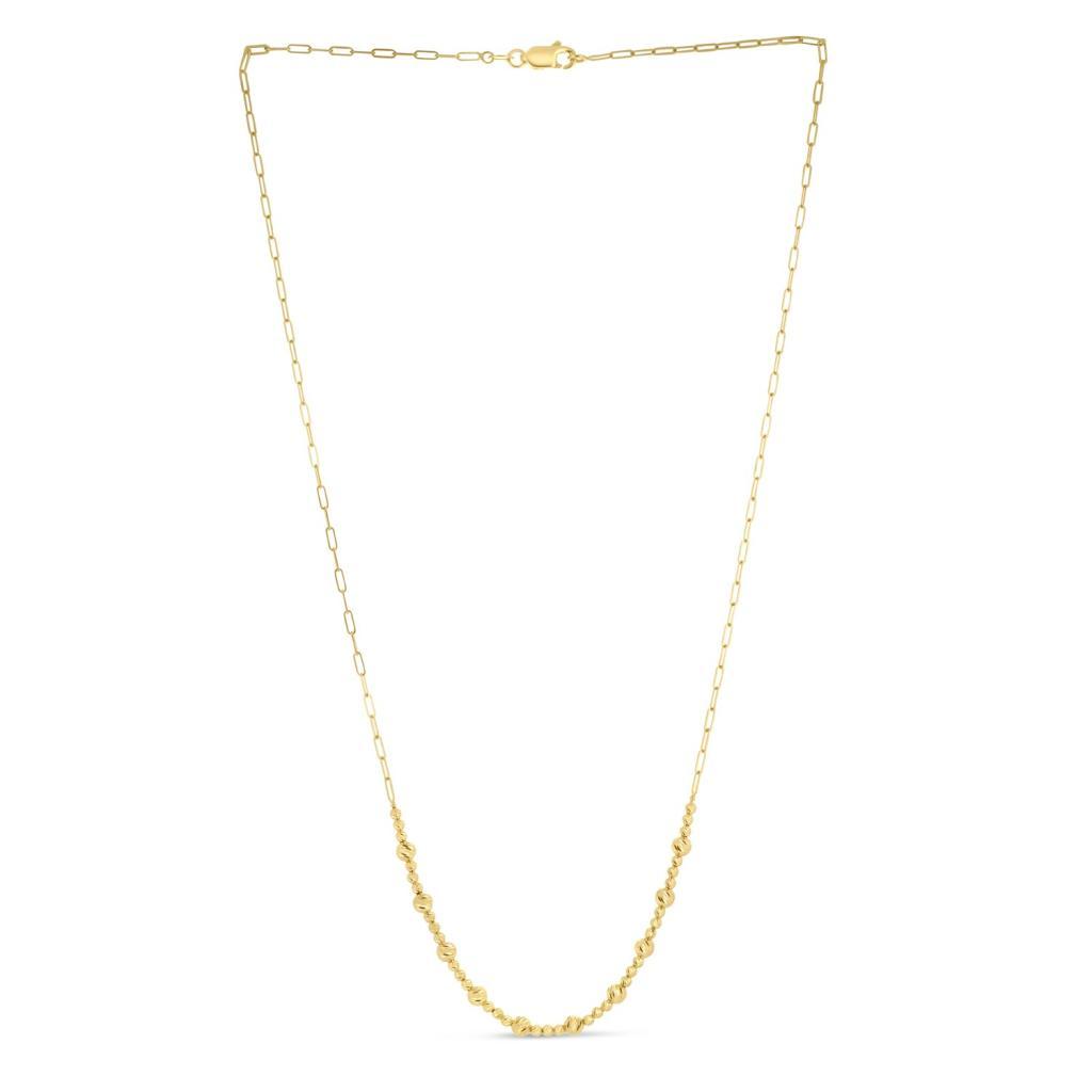 14k Yellow Gold Bead Paperclip Necklace