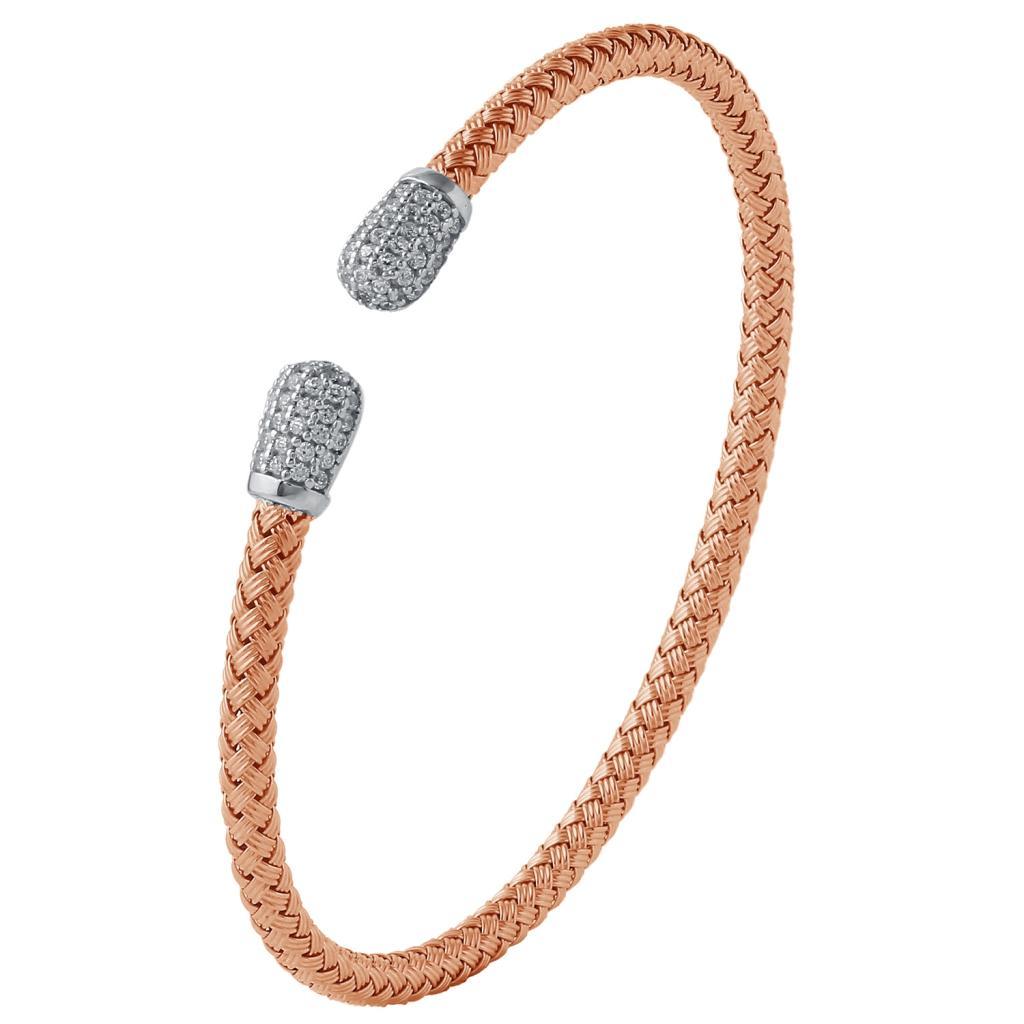 BCGS1Q02S-P Scafati Woven CZ Round End Cuff