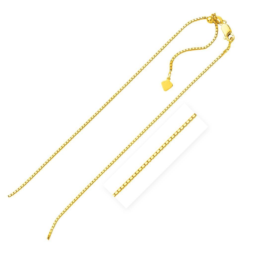 Sterling Silver Yellow Finish Adjustable Box Chain (1.40 mm) -22"