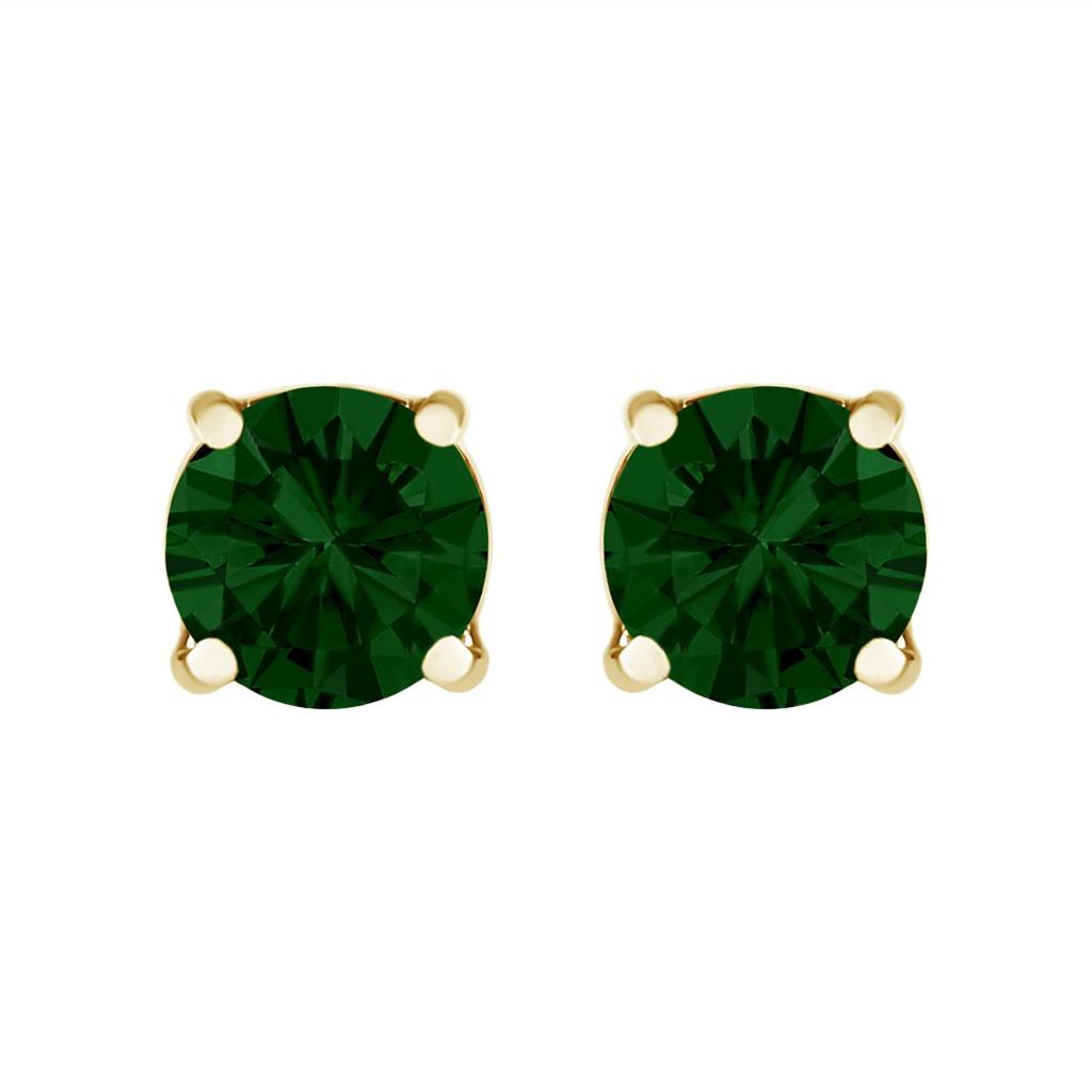 14K Gold Lab Grown Green Diamond Classic Solitaire Stud Earrings