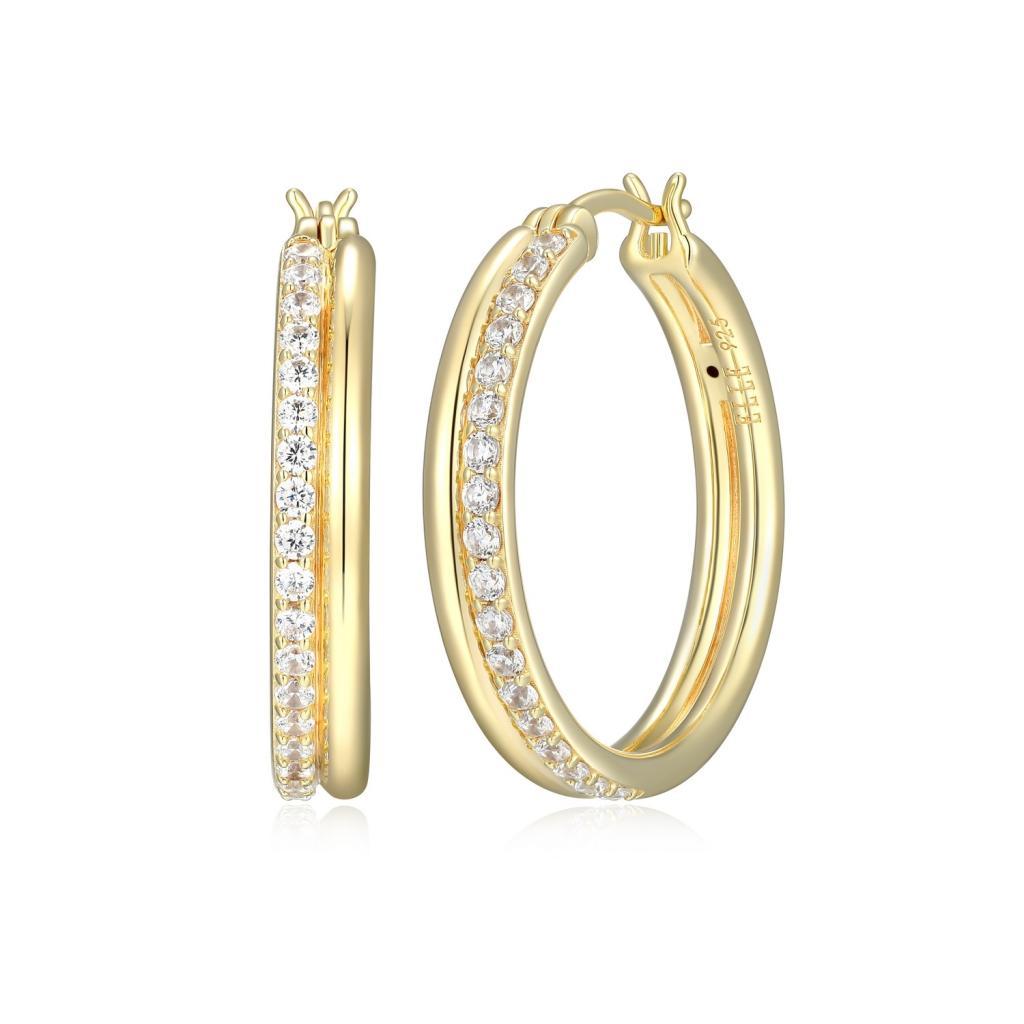 E32LCT6-Y Goddess 2-Row Circle Hoop Earrings