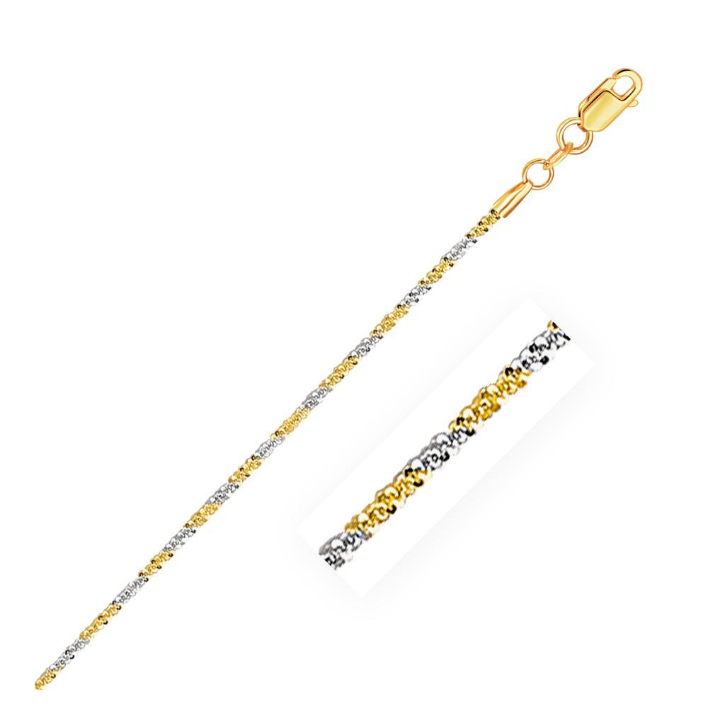 14k White and Yellow Gold Two Tone Sparkle Chain (1.50 mm) -18"