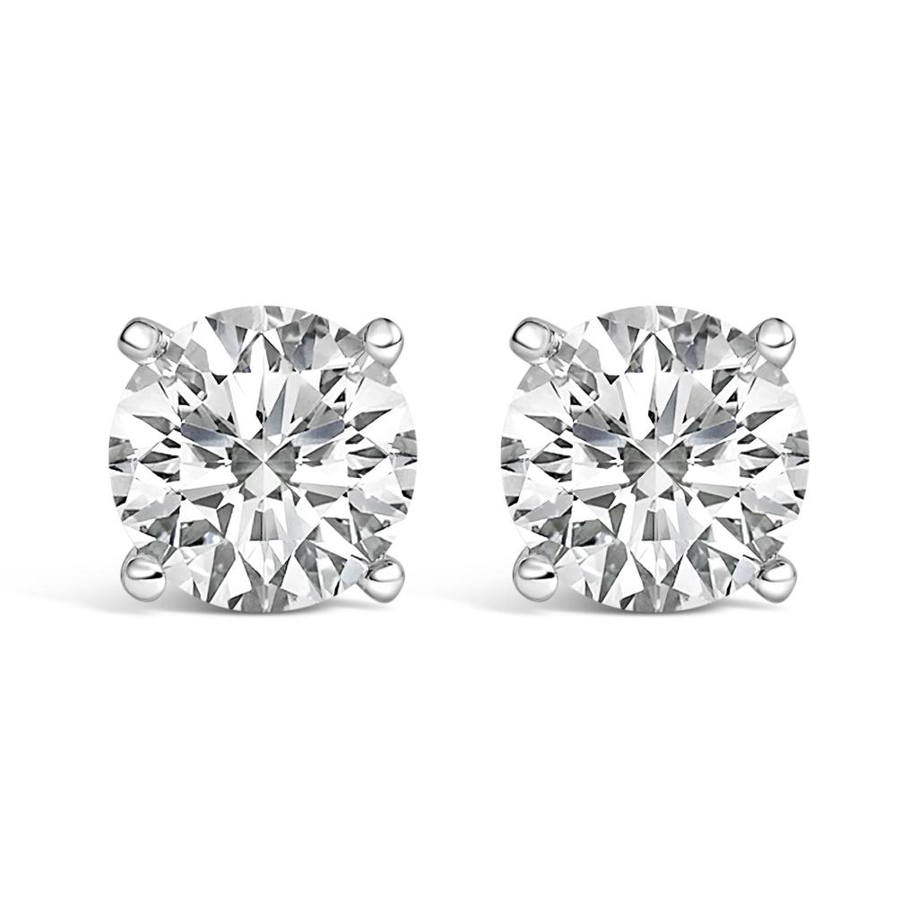 14K White Gold 2 1/2 Cttw Lab Grown Diamond Solitaire Stud Earrings