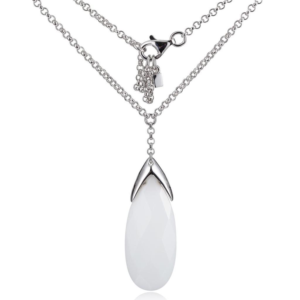 NR0LAH6-W Melody White Agate Long Y Necklace