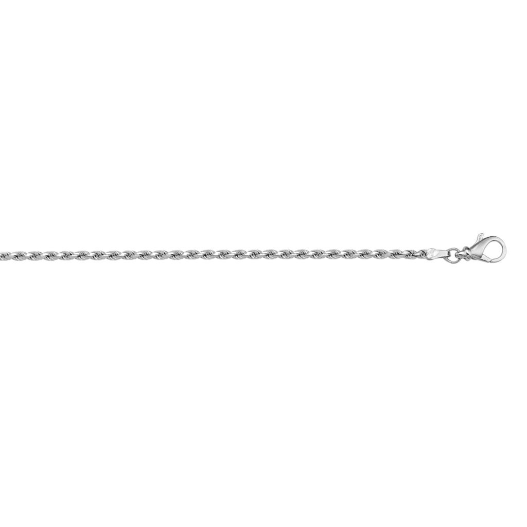 White Gold Solid Diamond Cut Rope Anklet - 10K - 10k - 9.5"
