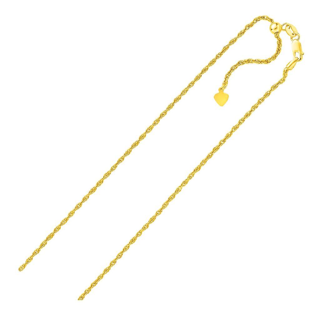 Sterling Silver in Yellow Finish 1.5mm Adjustable Rope Chain (1.50 mm) -22"