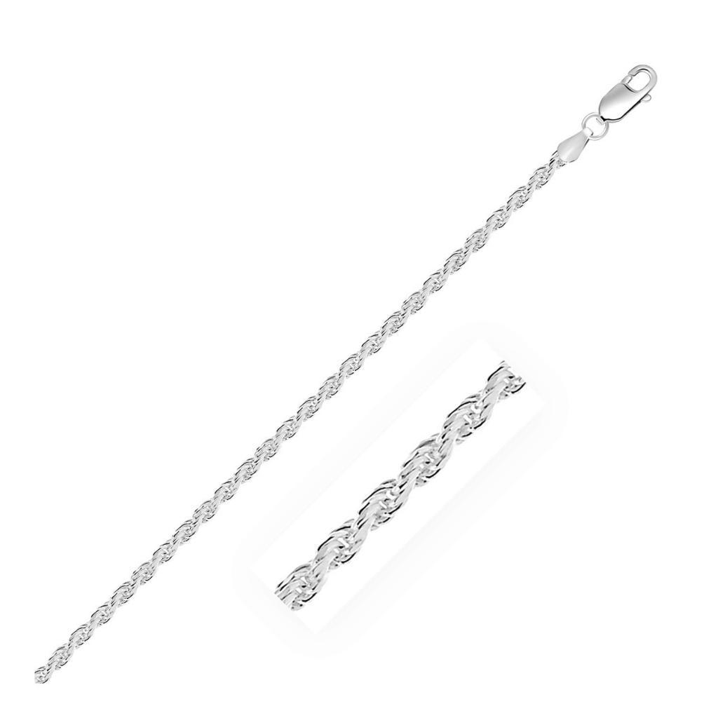 Sterling Silver Diamond Cut Rope Style Chain (2.90 mm) -18"