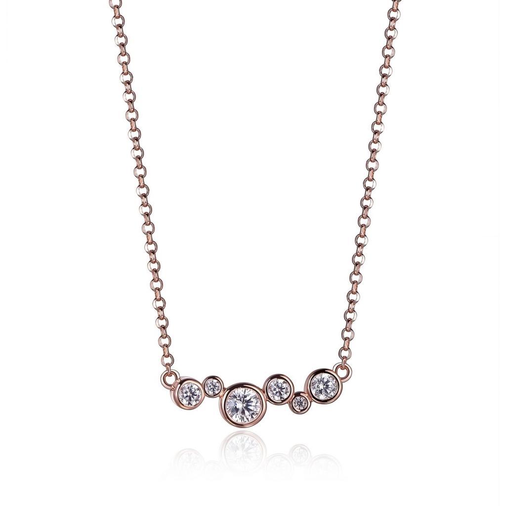 N30LBC0-P Bubble Cubic Zirconia Round Cut Short Necklace