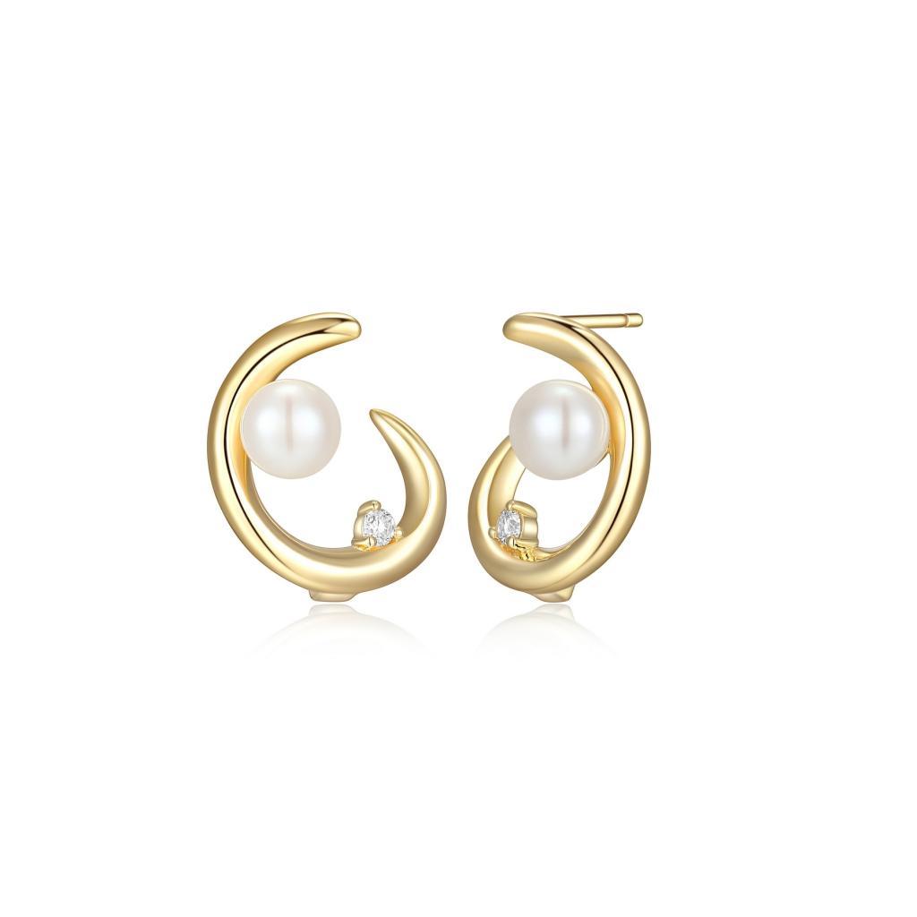 E32LCR3-Y Satelite Moonstone and Moissanite Stud Earrings