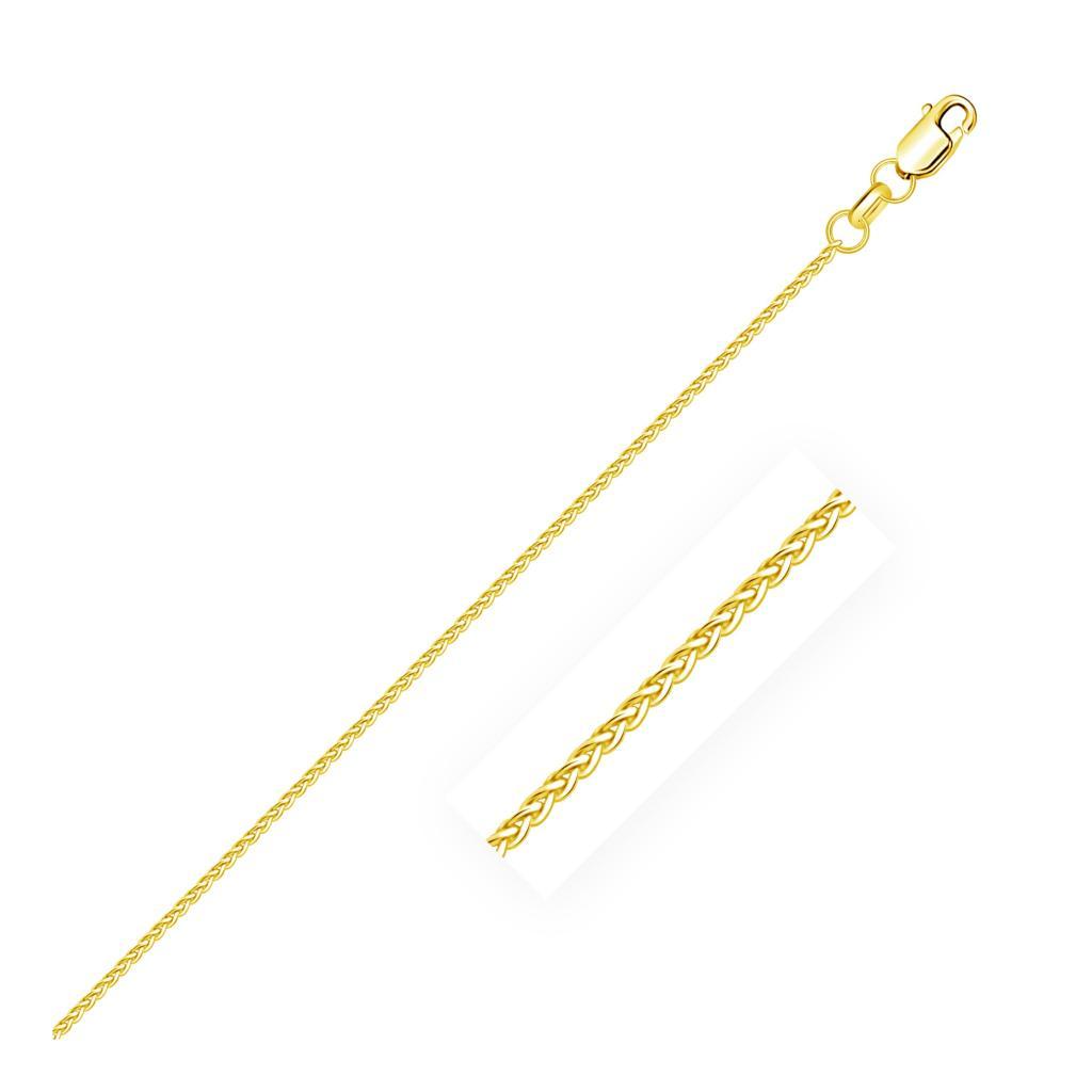 14k Yellow Gold Diamond Cut Round Wheat Chain (1.20 mm) -18"