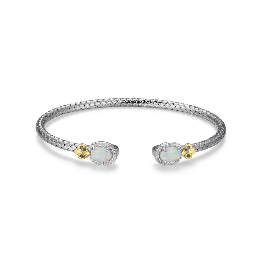 BCGR1Q1H0-2T Lopal CZ Created Opal Oval Cuff