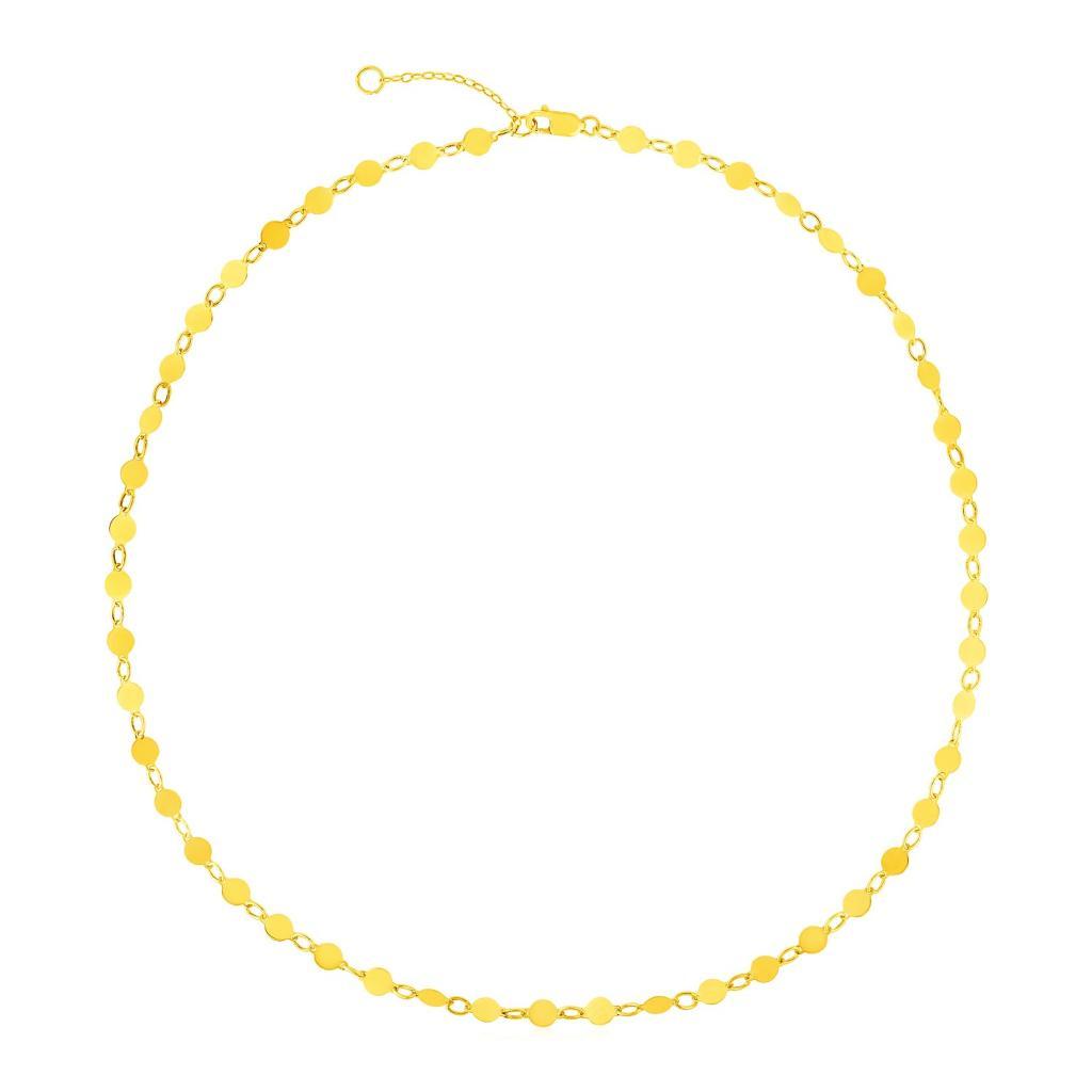 14k Yellow Gold Necklace with Polished Circles - 16.25"
