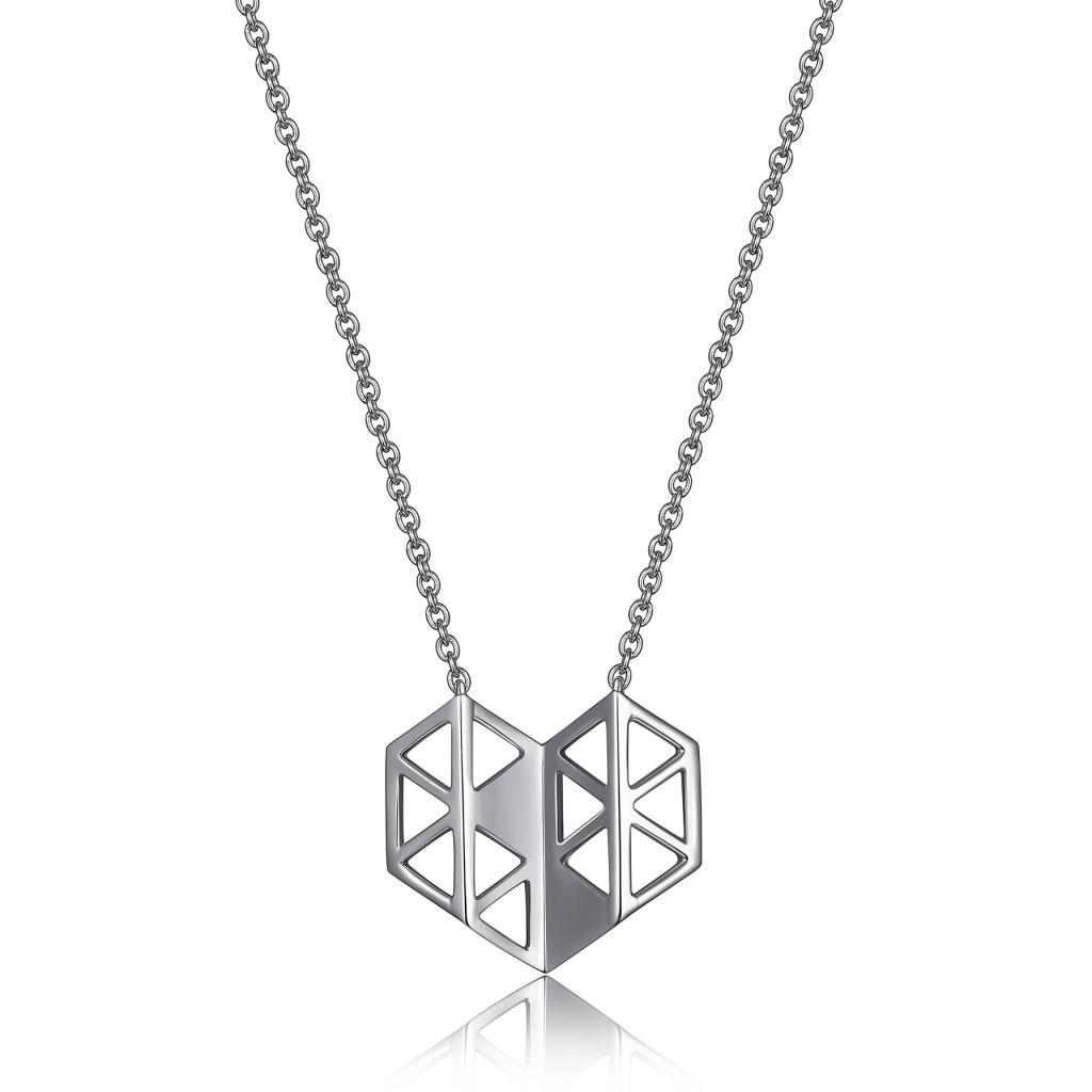NR0LBC3-W Cairo Folding Heart Necklace