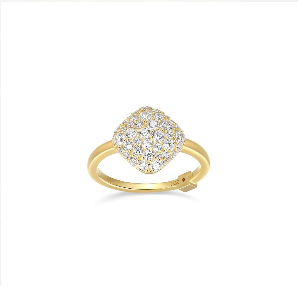 R34LAFK-Y-8 Glimmer Rhombus Cubic Zirconia Ring Size 8