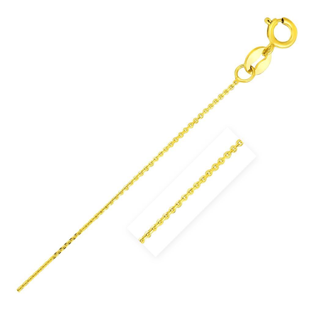 14k Yellow Gold Diamond Cut Cable Link Chain (0.68 mm) -18"