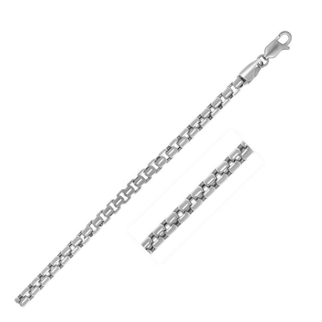 Sterling Silver Rhodium Plated Round Box Chain (3.80 mm) -22"