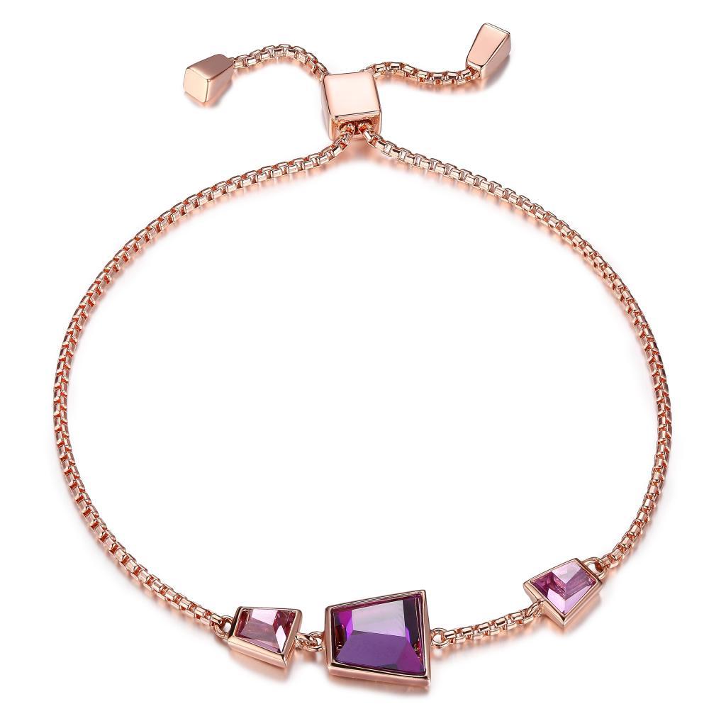 B31LAA9-Y Paradox Purple Red Cubic Zirconia Bolo Bracelet