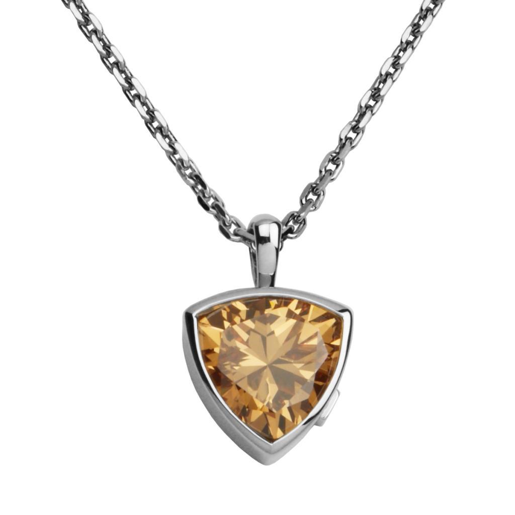 N63L637-W Champagne Cubic Zirconia Triangle Pendant Necklace