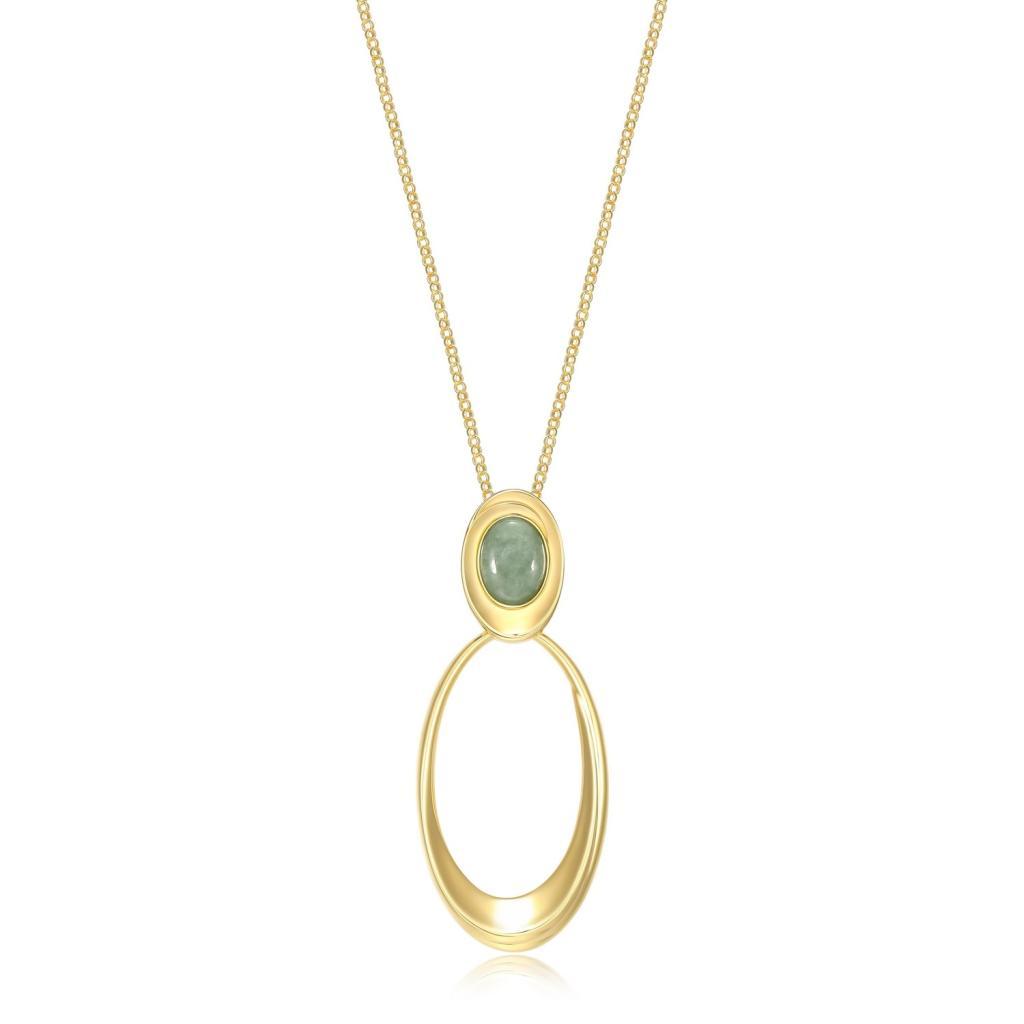 N30LBYU-Y Swirl Oval Link Jade Rolo Chain Necklace