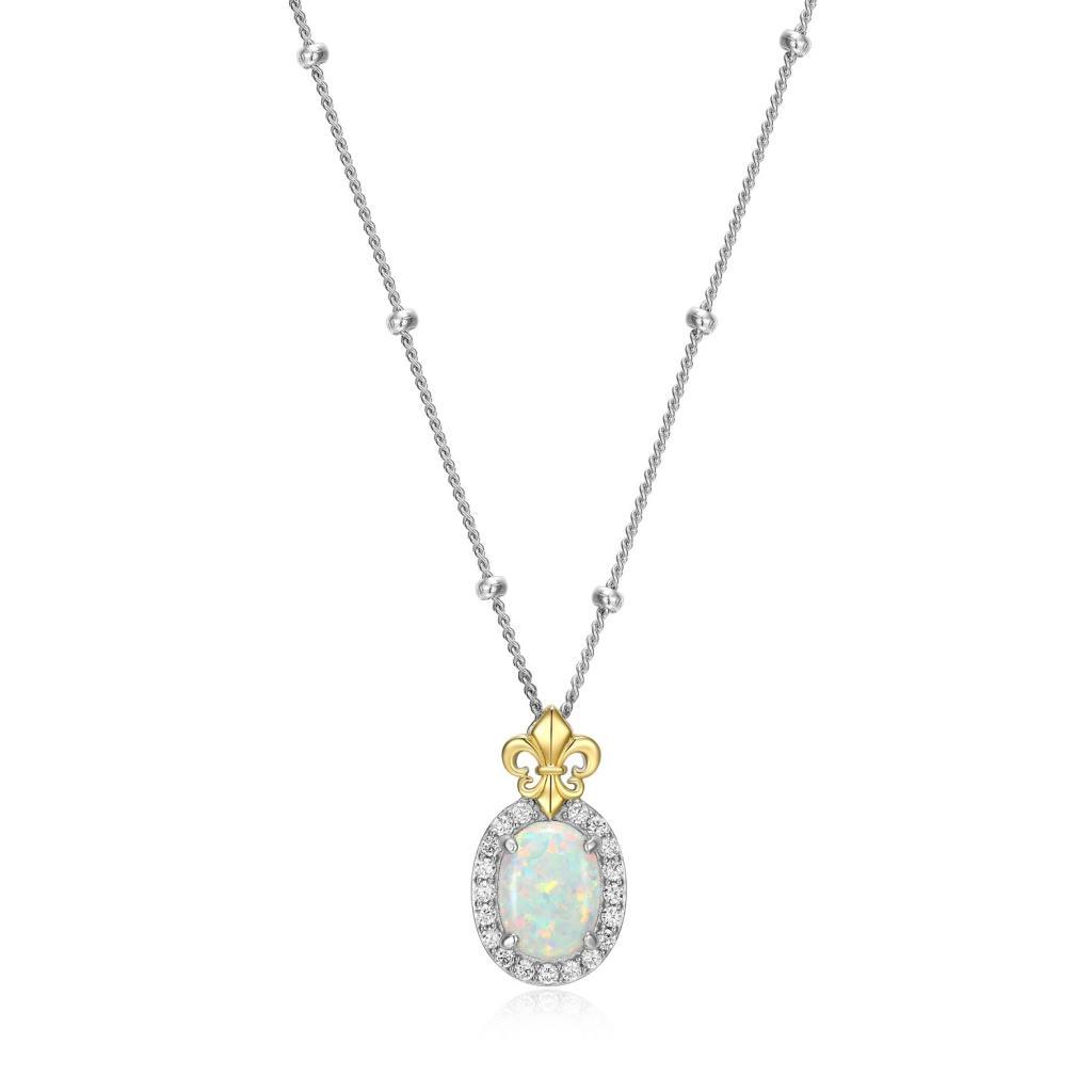 NCGR0Q0F3-W Lopal Oval Cut Opal Pendant Necklace
