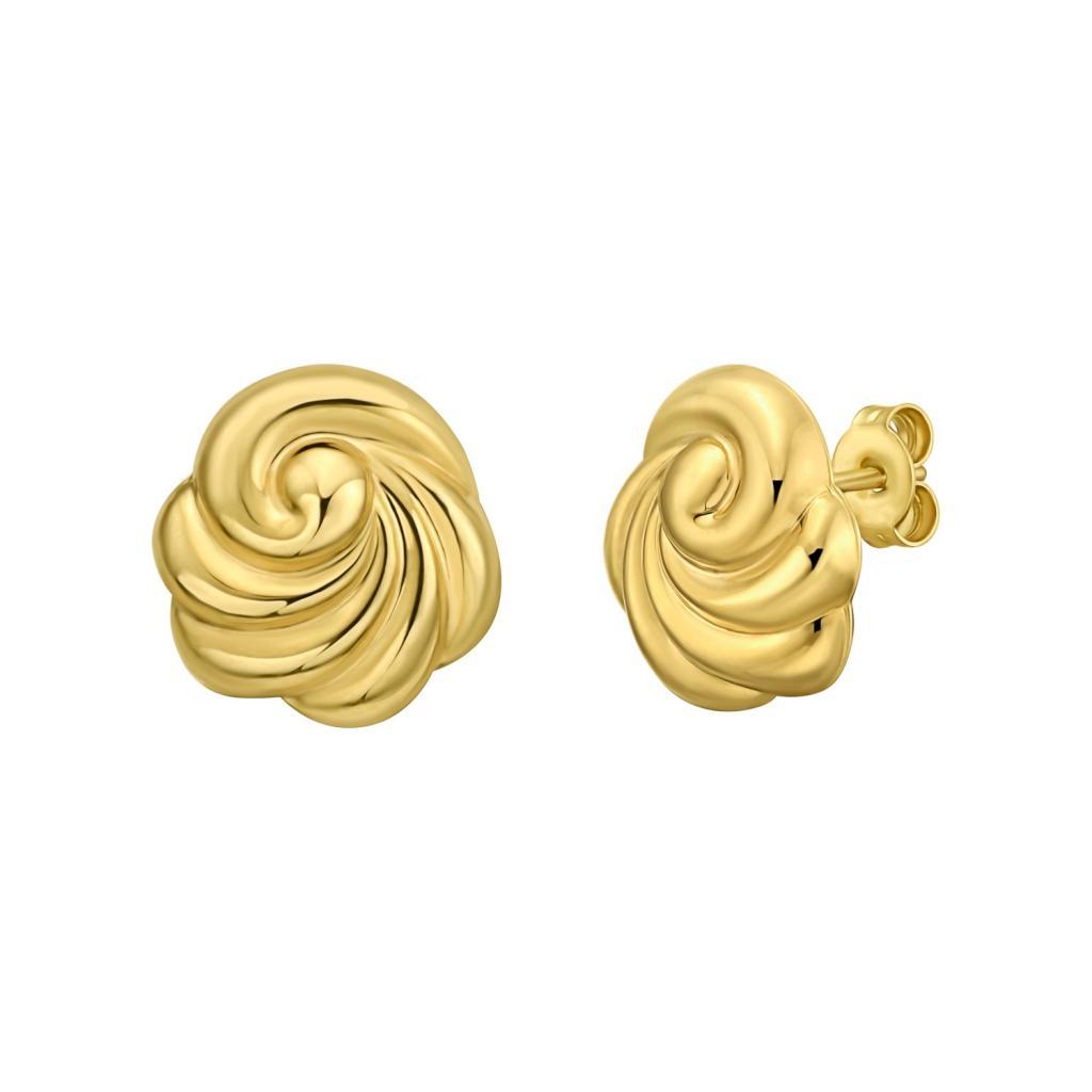 14K Yellow Gold Swirl Knot Stud Earrings