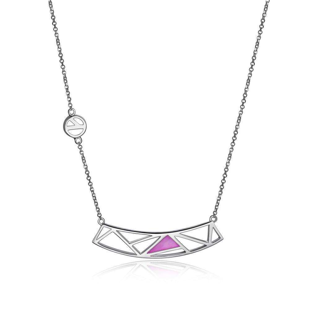 NR0LB8X-W Charisma Mother of Pearl Curved Horizontal Necklace