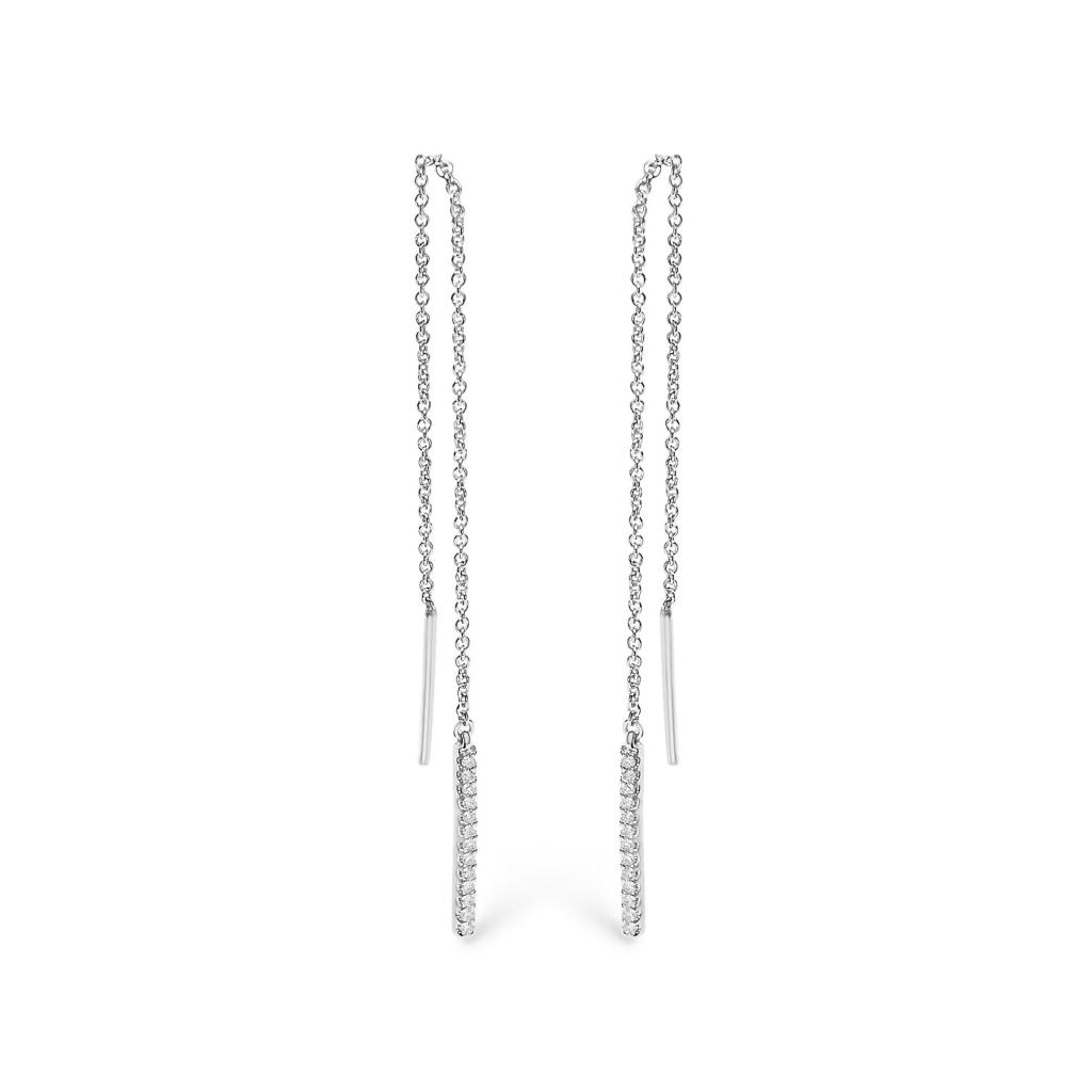 10K White Gold 1/10 Cttw Diamond Threader Earrings