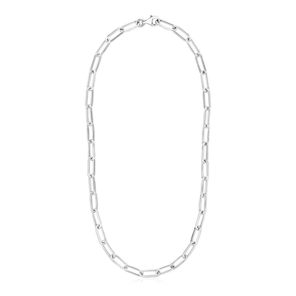 Sterling Silver Paperclip Chain Necklace - 38"