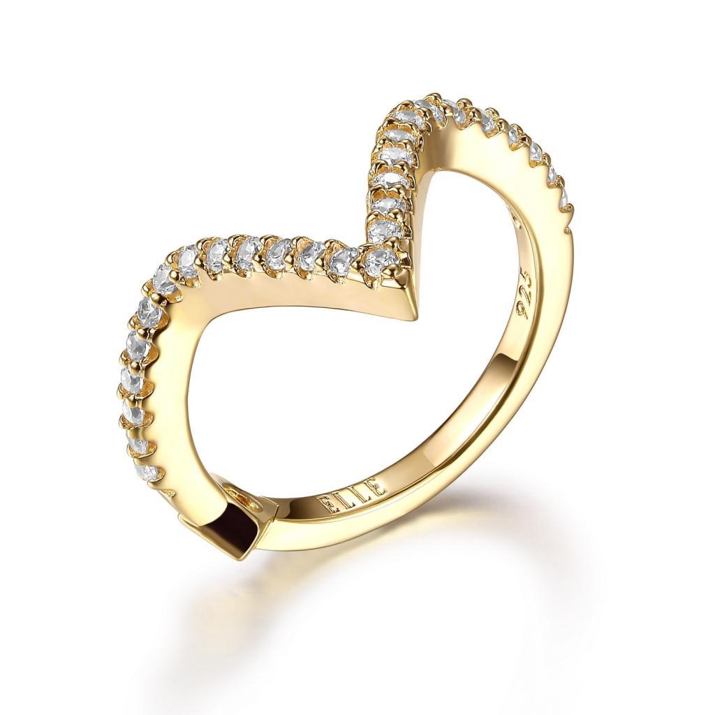 R34LA44-Y-4 Rodeo Drive Cubic Zirconia Chevron Midi Ring Size 4