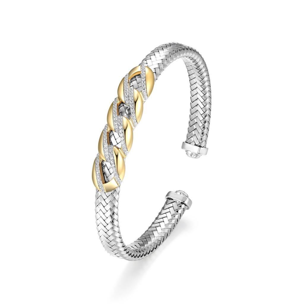 BCGR1Q1GF-2T New Mesh CZ Wave Two tone Cuff