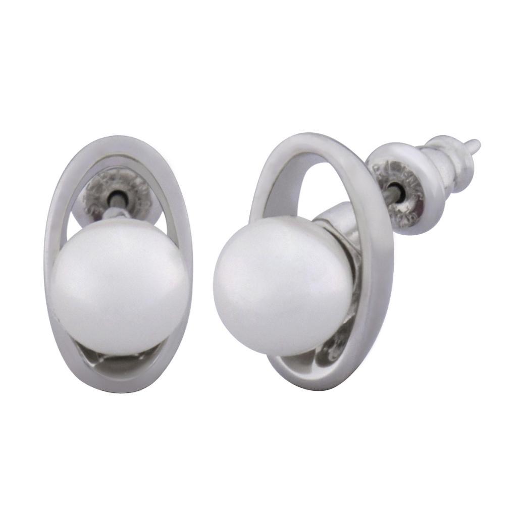 E62LABJ-W White Pearl Post Earrings