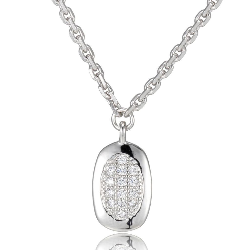 NR0LALV-W Succession Cubic Zirconia Tag Necklace