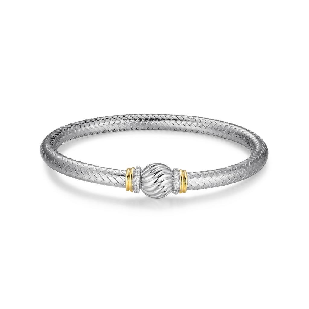 BCGR1Q1H3-2T Celeste CZ Spiral Ball Bangle