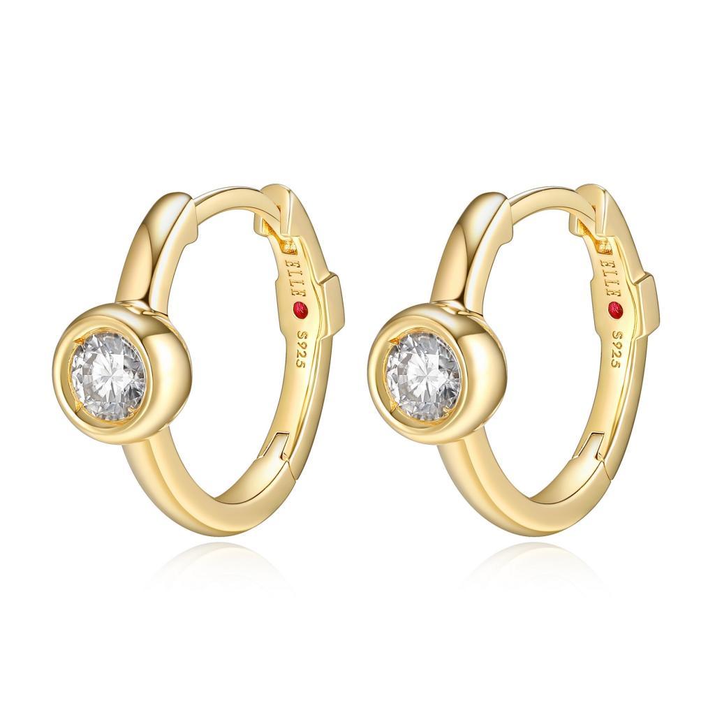 E32LCFM-Y Bubble Round Cubic Zirconia Hoop Earrings