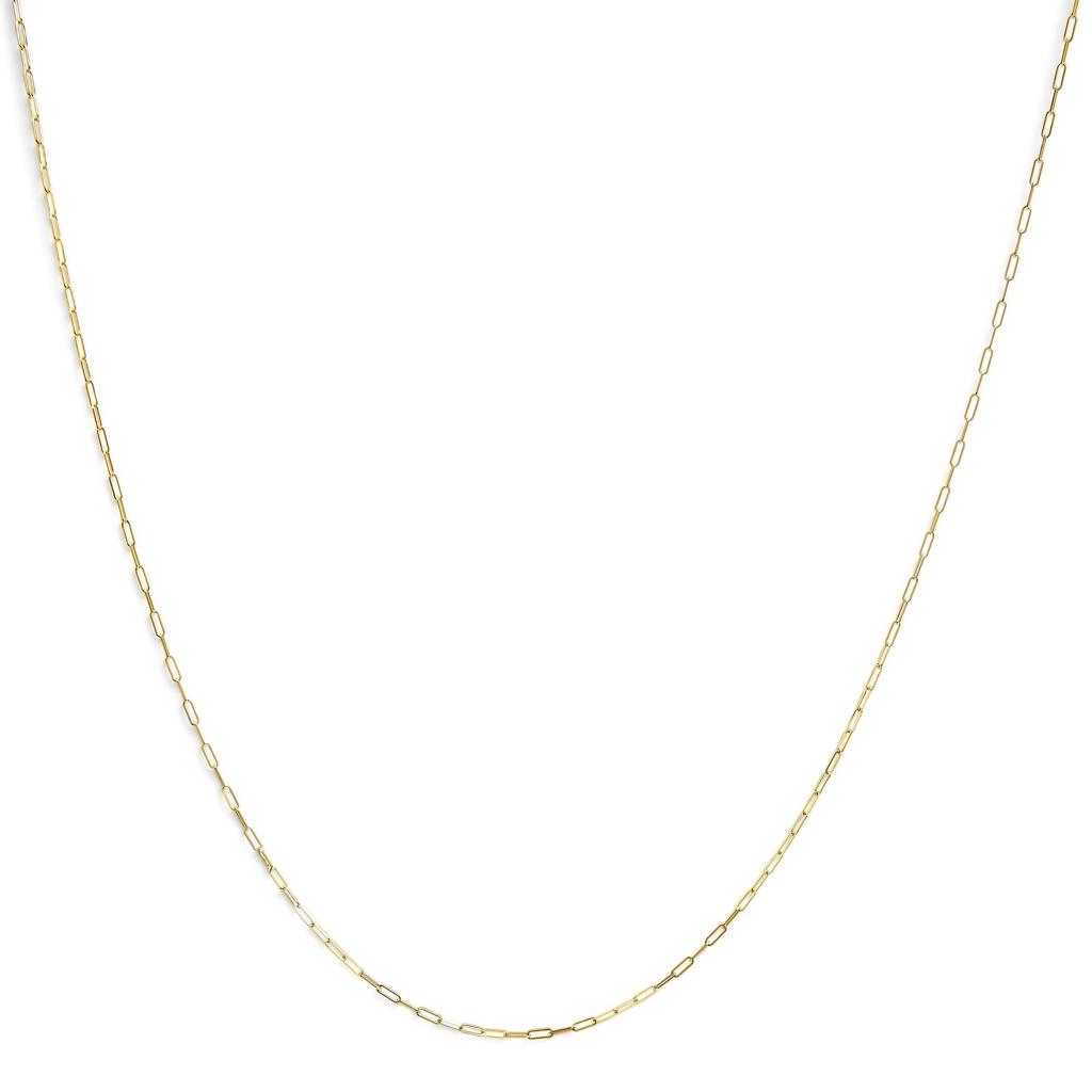 Unisex Solid 14K Gold 1.5mm Paperclip Chain Necklace - Gold - 18"