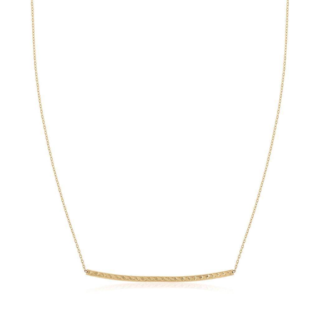 14k Yellow Gold Thin Textured Bar Necklace