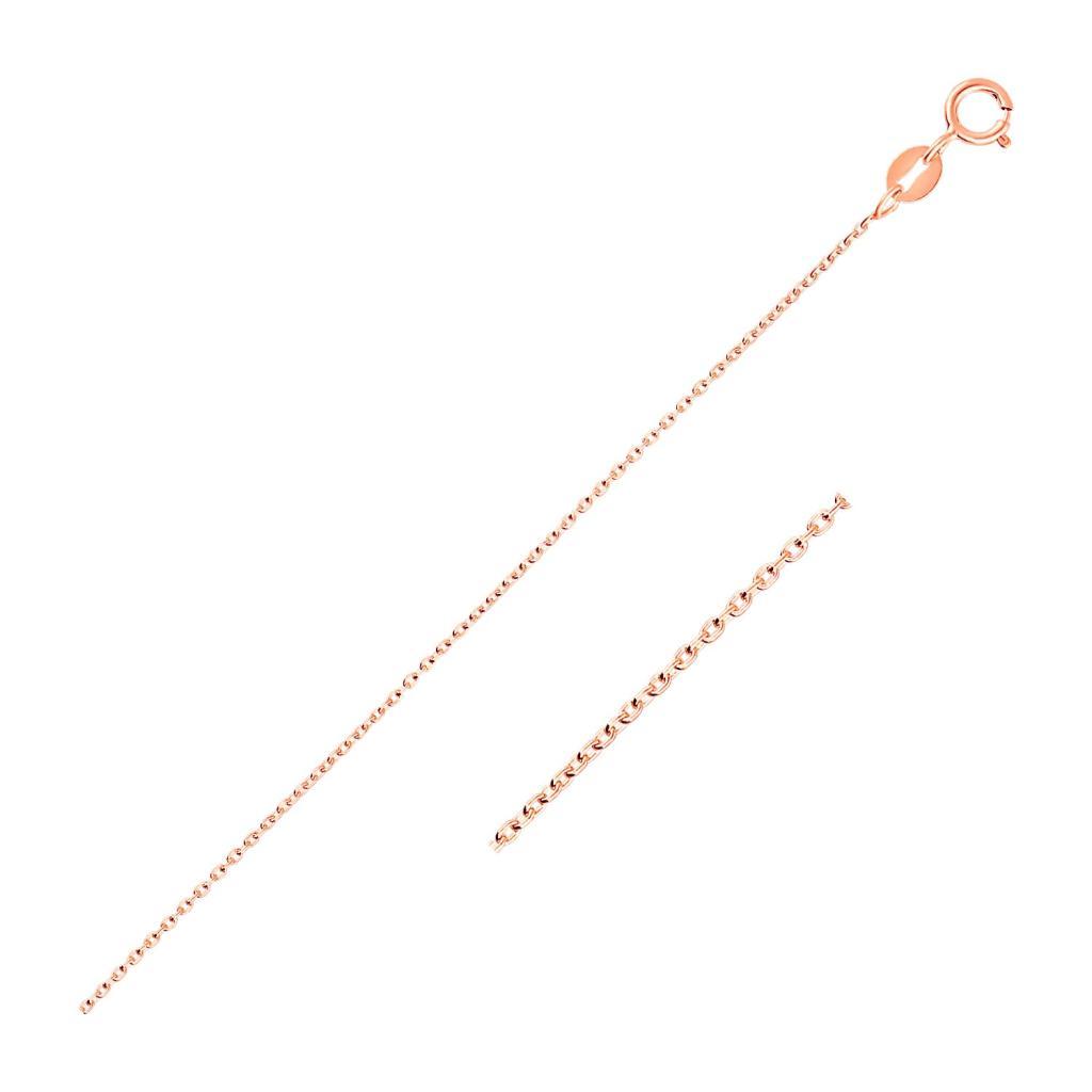 14k Pink Gold Oval Cable Link Chain (0.97 mm) -18"