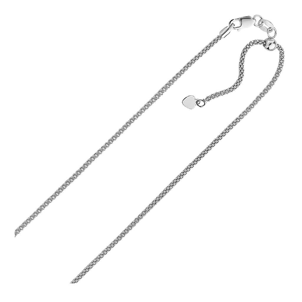 Sterling Silver 0.8mm Adjustable Popcorn Chain (0.80 mm) -22"