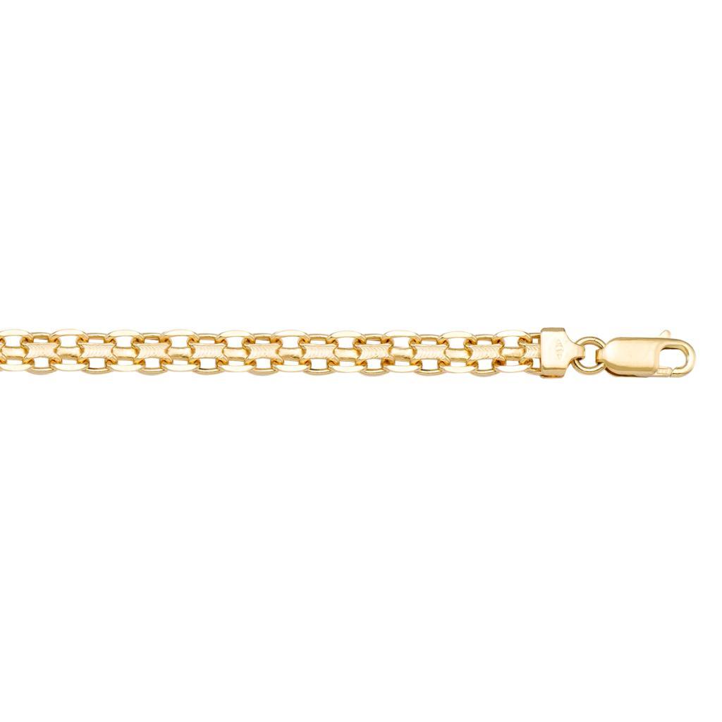 Yellow Gold Solid Bismark Link Anklet - 14K - 14k - 9.5"