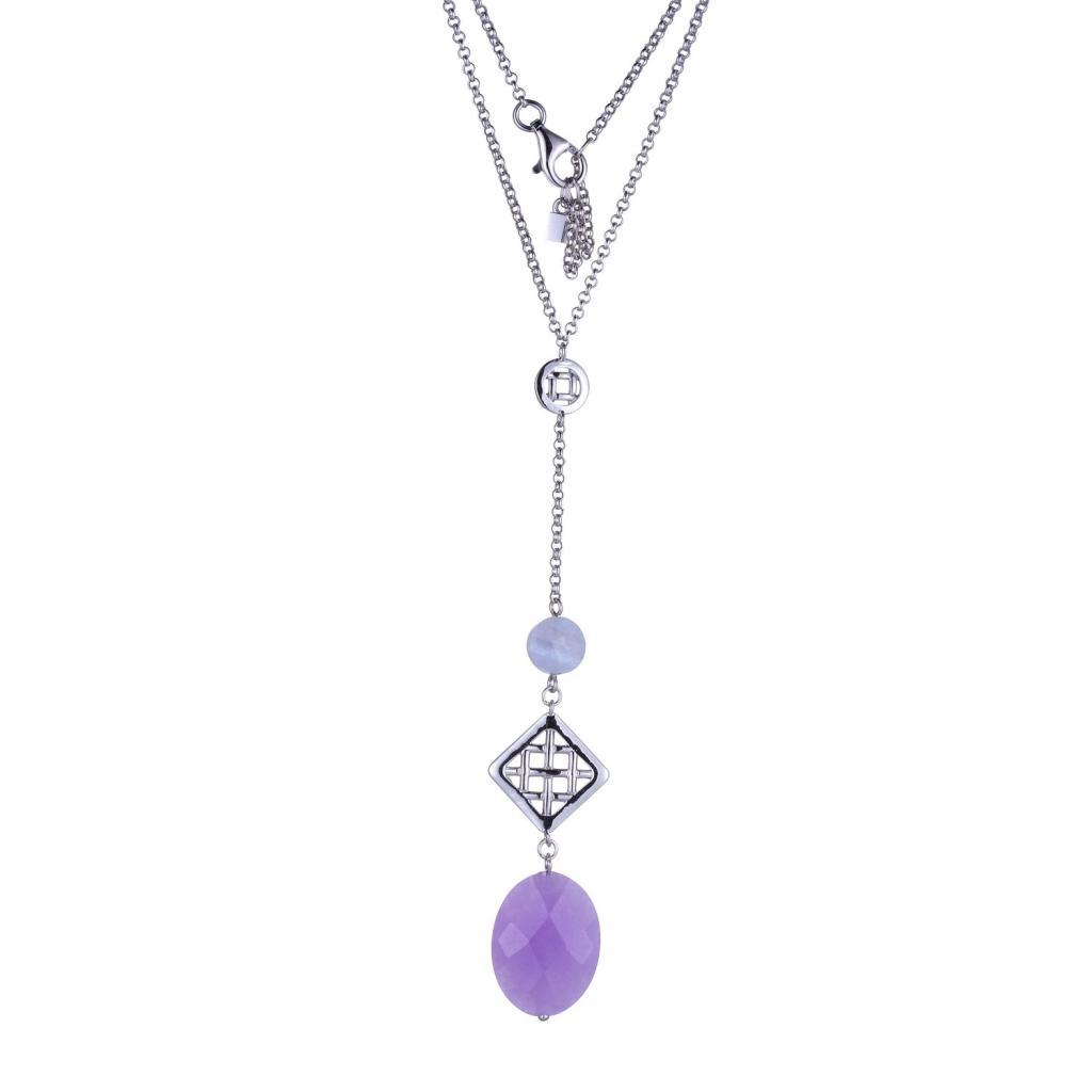 NR0LB49-W Secret Garden Purple Quartz and Agate Necklace