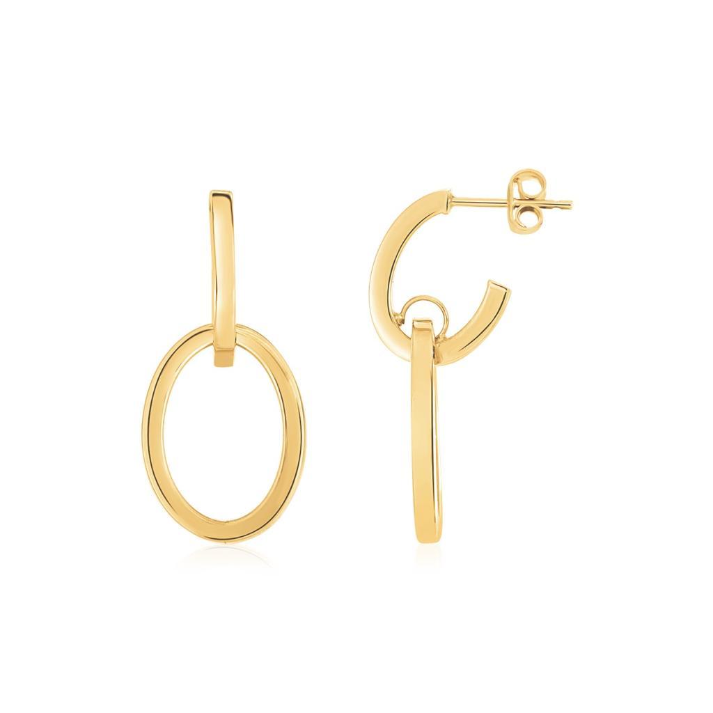 14K Yellow Gold Interlocking Drop Hoop Earrings (1.9gm)