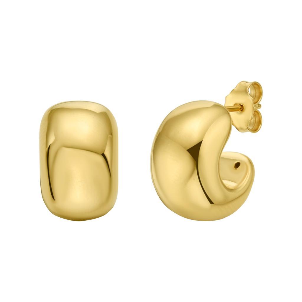 14K Yellow Gold Polished C Hoop Huggie Earrings