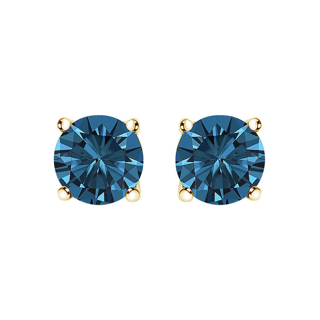 14K Gold Blue Lab Grown Diamond Stud Earrings with Screw Backs