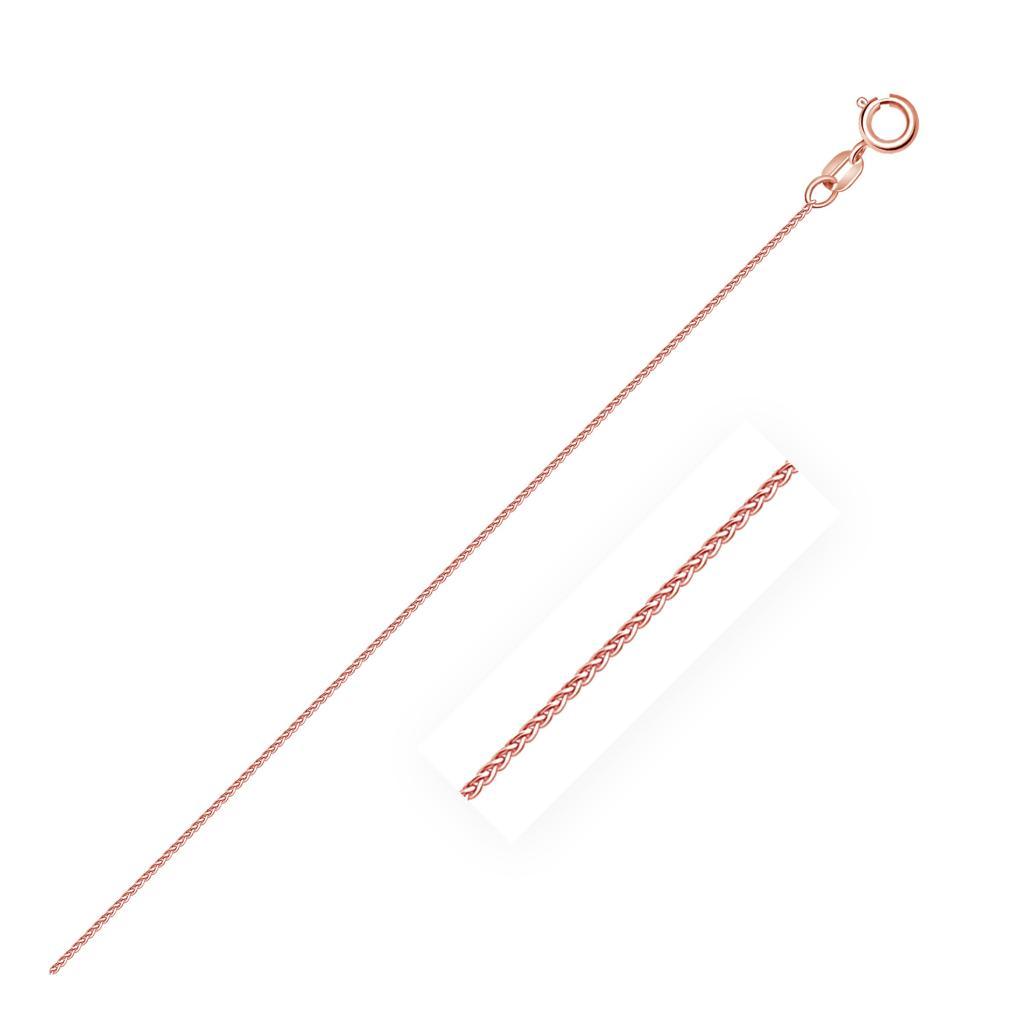 14k Rose Gold Diamond Cut Round Wheat Chain (0.70 mm) -18"
