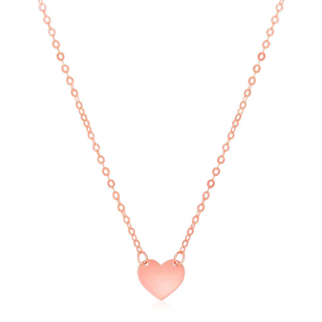 14k Rose Gold Polished Mini Heart Necklace