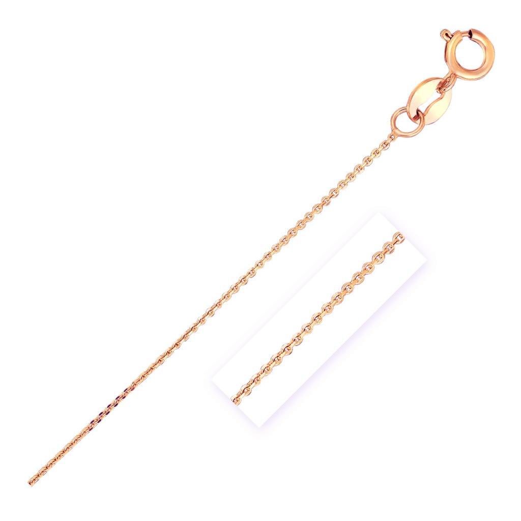 14k Rose Gold Diamond Cut Cable Link Chain (0.68 mm) - 16"