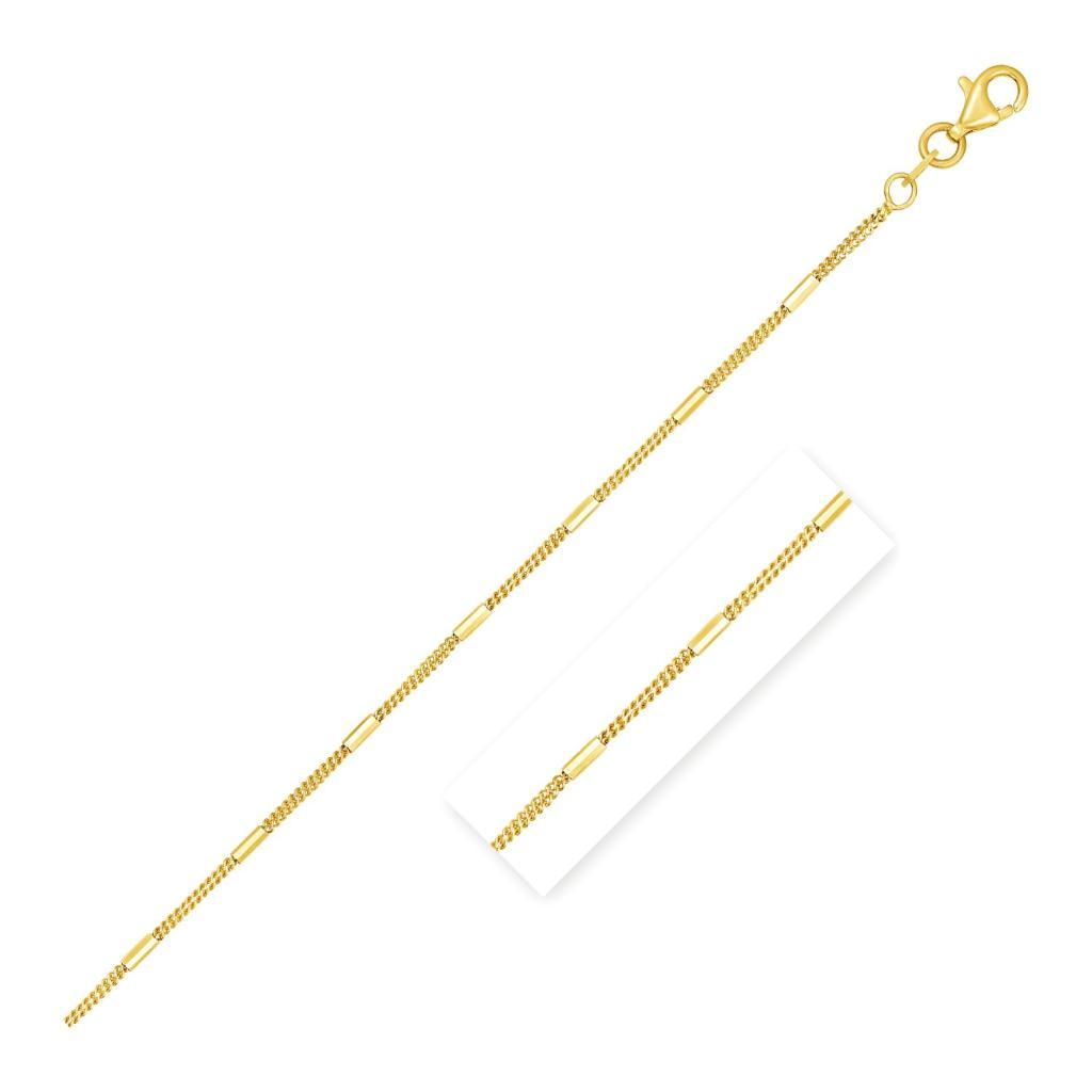 Diamond Cut Bar Links Pendant Chain in 14K Yellow Gold (1.30 mm) - 16"