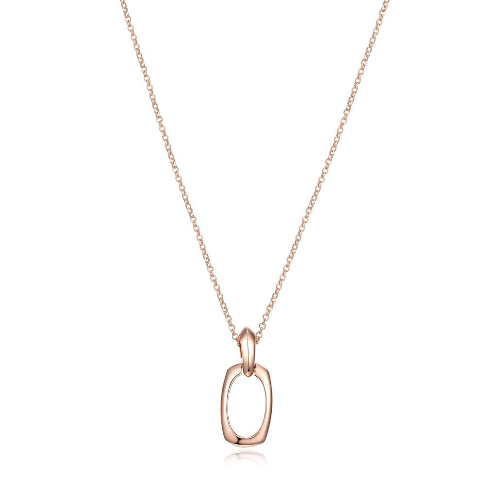 N30LBLJ-P Aureole Oval Faceted Rolo Chain Necklace