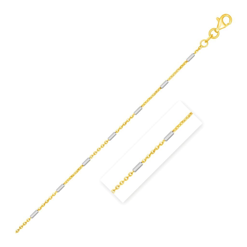 Bar Links Pendant Chain in 14k Two Tone Gold (1.00 mm) -18"